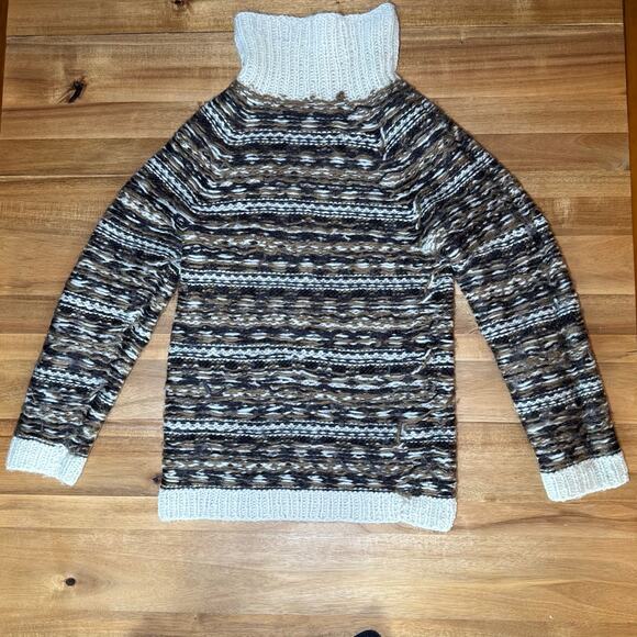 Vintage 70s Icelandic wool turtleneck sweater small brown Neutral Scandi - Picture 9 of 16